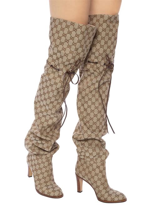 gucci dames boots|Gucci print thigh high boots.